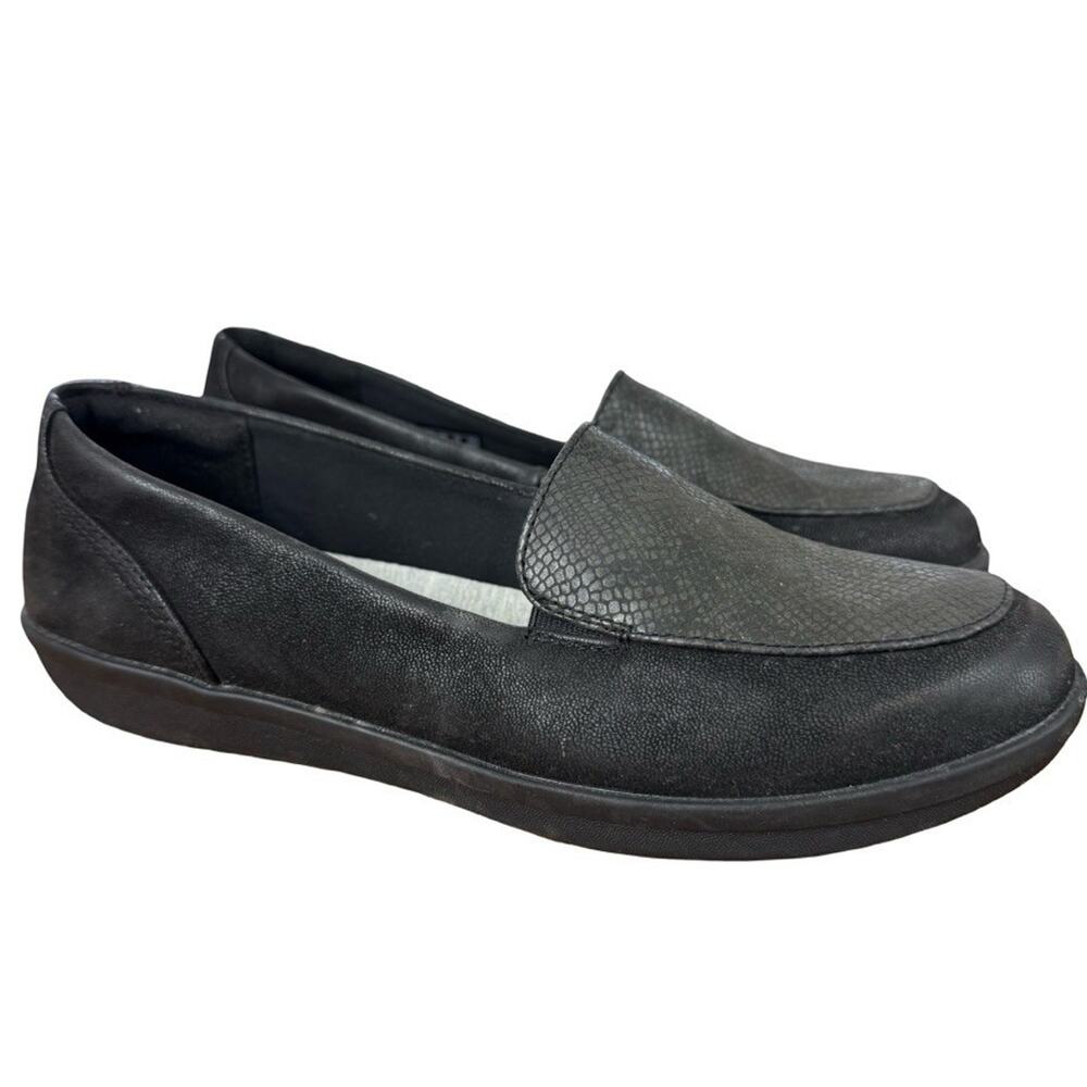 Clarks Cloudsteppers Ayla River Black Slip On Loafers Flats Comfort Shoes sz 8